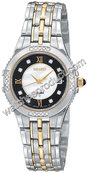 Seiko White Mother of Pearl With 8 Diamonds Dial Ladies Watch sxda24