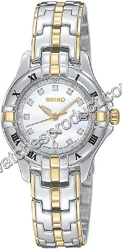 Seiko White Mother-of-pearl With 11 Diamonds Dial Watch SXDA32