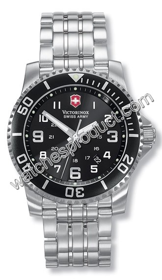 Swiss Army Black With Luminous Hands & Markers Dial Mens Watch V25136