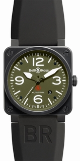 Bell & Ross Green Quarter Arabic Dial Watch BR03-92