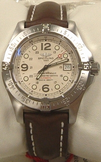 Breitling Silver Quarter Arabic Dial Watch A17390