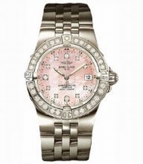 Breitling Pink Mother of Pearl Diamond Dial Watch A71340