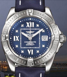 Breitling Blue with Diamonds Dial Ladies Watch A71356