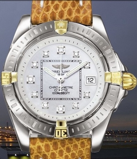 Breitling White Mother of Pearl Diamond Dial Watch B71356