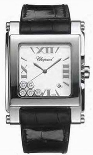 Chopard White With 5 Diamonds Dial Ladies Watch 28-8447bk