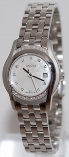 Gucci White Mother of Pearl Diamond Dial ladies Watch YA055510