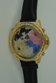 Jacob & Co. world map design in multi colored pave diamonds Dial Unisex Watch 8762