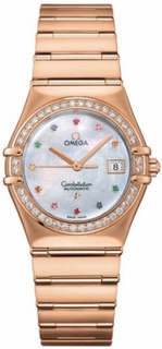 Omega White MOP Multi Coloured Gem Set Dial Ladies Watch 1140.79.00