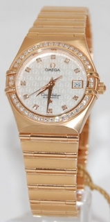 Omega White Mother of Pearl Diamond Dial Ladies Watch 1197.75.00