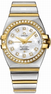 Omega White Mother of Pearl Diamond Dial Watch 1399.75.00