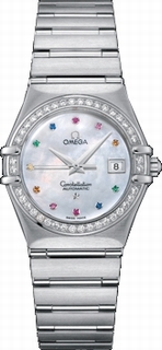 Omega White MOP Multi Coloured Gem Set Dial Ladies Watch 1460.79.00