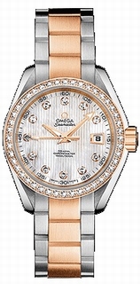 Omega White Mother of Pearl Diamond Dial Ladies Watch 231.25.30.20.55.001