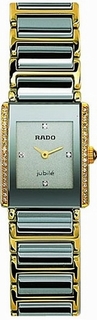 Rado Platinum Tone Ceramic with Gold & Diamonds Watch 153.0339.3.075