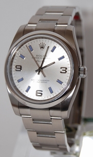 Rolex Silver Quarter Arabic Dial Watch 114200