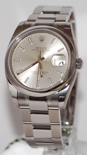 Rolex Silver Baton Dial Watch 115200