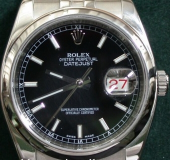 Rolex Black Baton Dial Watch 116200