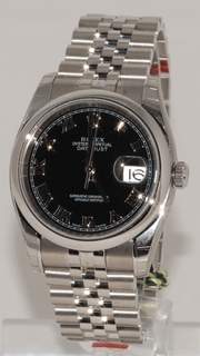 Rolex Black Roman Numeral Dial Watch 116200