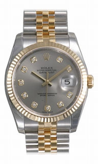 Rolex Grey With 10 Diamonds Dial Watch 116233GYDJ