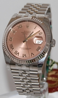 Rolex Salmon Roman Numeral Dial Watch 116234