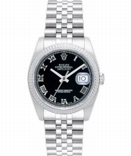 Rolex Black Roman Numeral Dial Mens Watch 116234