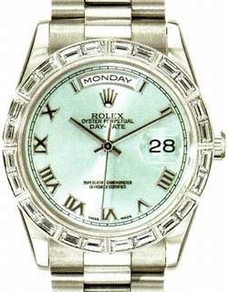 Rolex 118366 Platinum set with Baguettes Watch