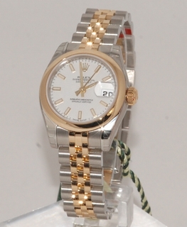 Rolex White Baton Dial Watch 179163