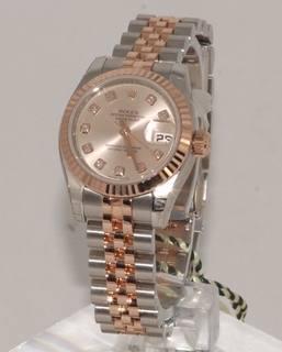 Rolex Rose Diamond Dial Ladies Watch 179171