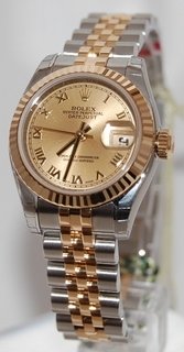 Rolex Champagne Roman Numeral Dial Ladies Watch 179173