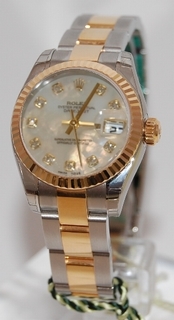 Rolex White Mother of Pearl Diamond Dial Ladies Watch 179173