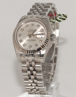 Rolex Silver Diamond Dial Watch 179174