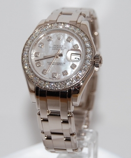 Rolex White Mother of Pearl Diamond Dial Ladies Watch 80299