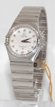 Omega White Mother of Pearl Diamond Dial Ladies Watch 1458.75.00