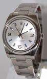 Rolex Silver Quarter Arabic Dial Watch 114200