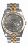 Rolex Grey With 10 Diamonds Dial Watch 116233GYDJ