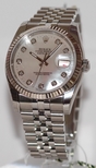 Rolex White Mother of Pearl Diamond Dial Watch 116234