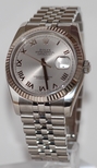 Rolex Rhodium Roman Numeral Dial Mens Watch 116234