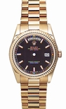 Rolex Black Baton Dial Mens Watch 118235