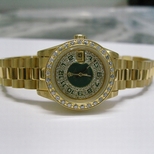 Rolex Dark Green Paved with Diamonds Dial Unisex Watch 7713